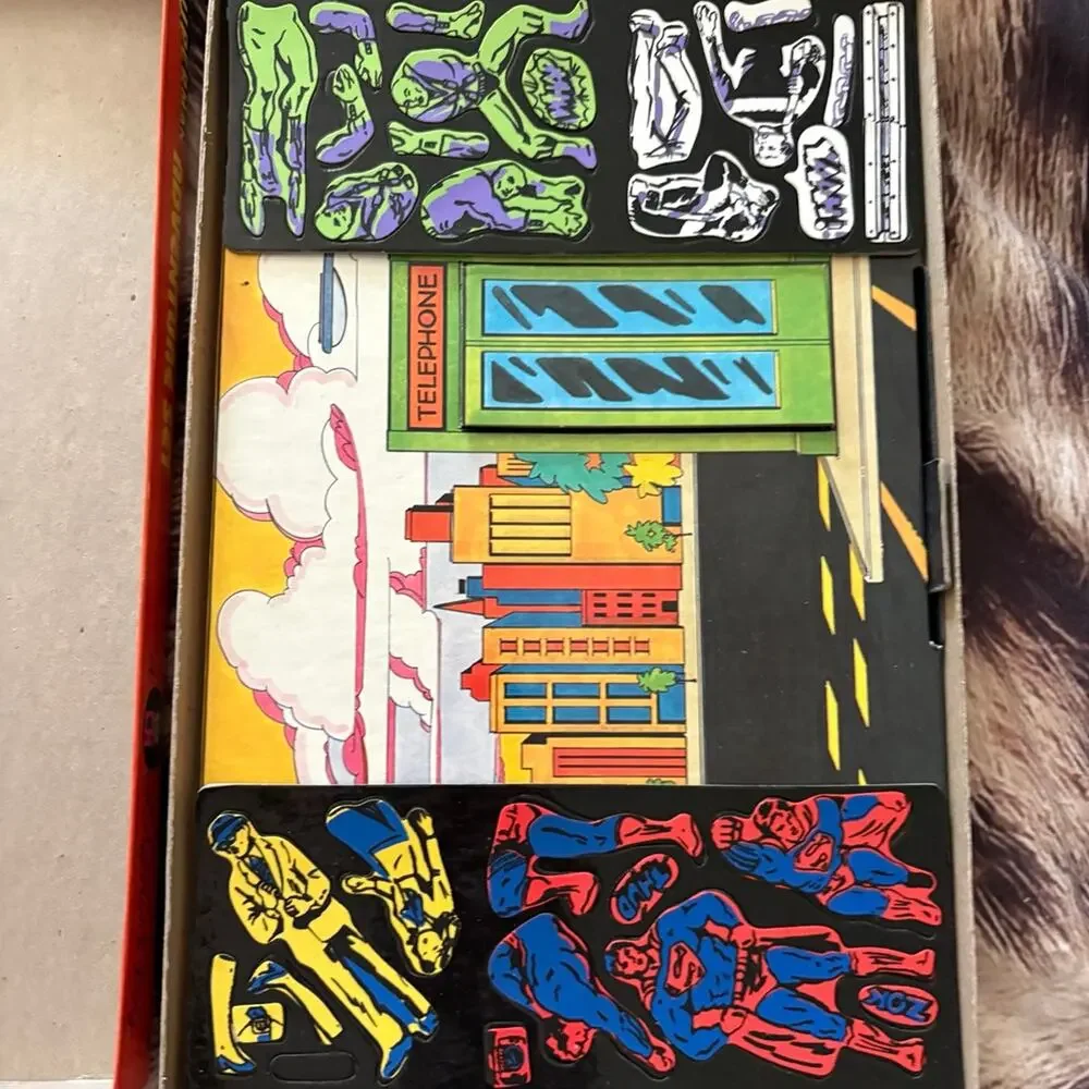 Vintage 1978 Superman Colorforms Adventure Set Complete Magic Telephone Booth DC